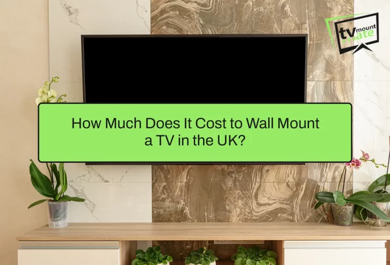 Wall-mounted TV illustrating a guide to TV mounting costs in the UK