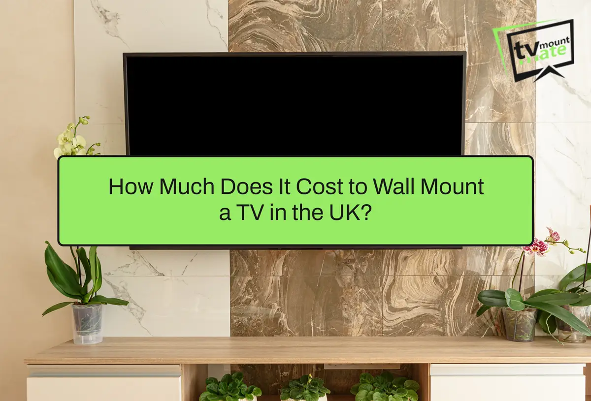 Wall-mounted TV illustrating a guide to TV mounting costs in the UK
