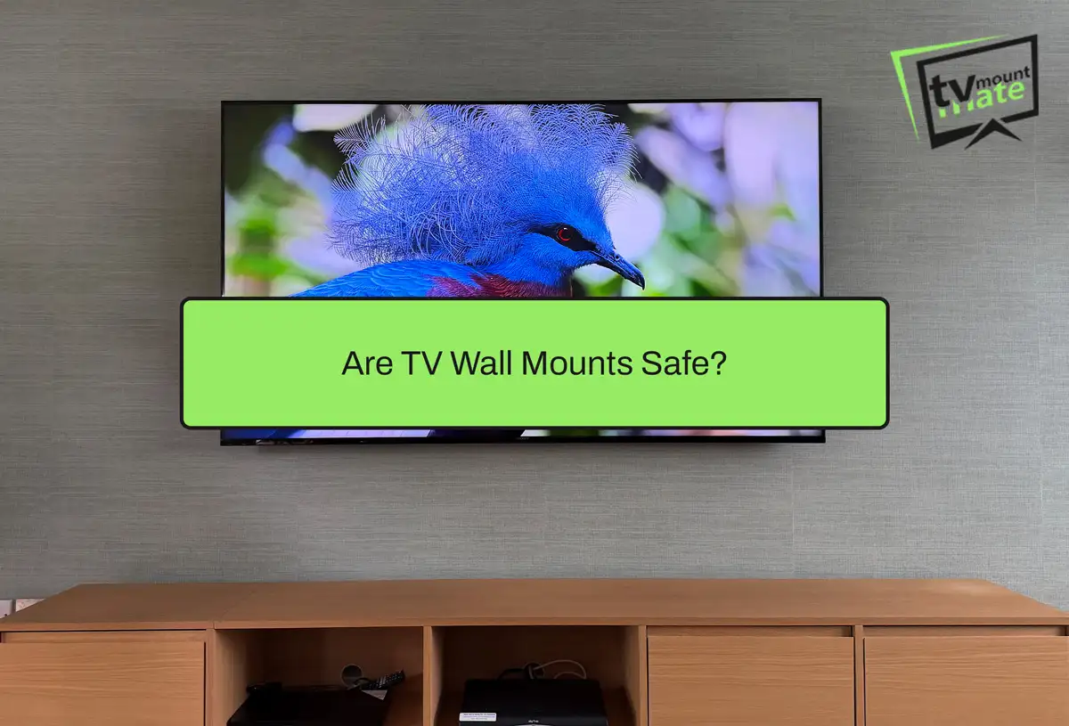 Wall-mounted television above a media unit illustrating safe TV wall mounting