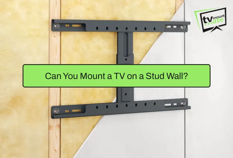 Illustration showing a TV wall bracket fixed across plasterboard with timber stud framework behind the wall.