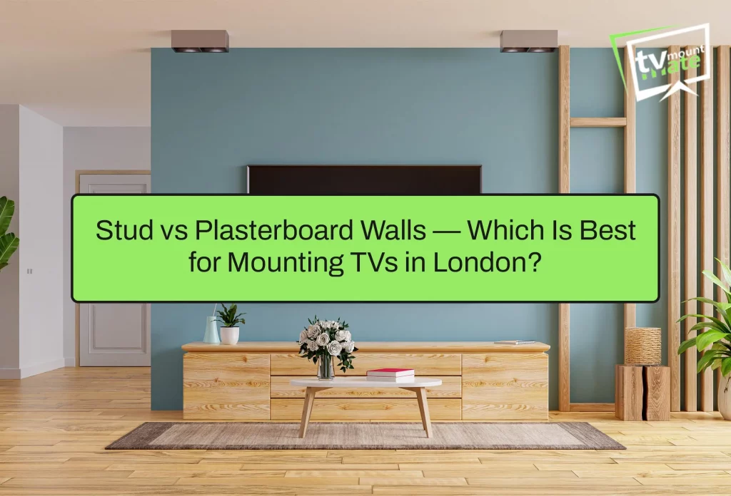 Stud vs Plasterboard Walls — Which Is Best for Mounting TVs in London? 5 Comparison of stud walls and plasterboard walls for safe TV wall mounting in London homes, with expert installation advice.