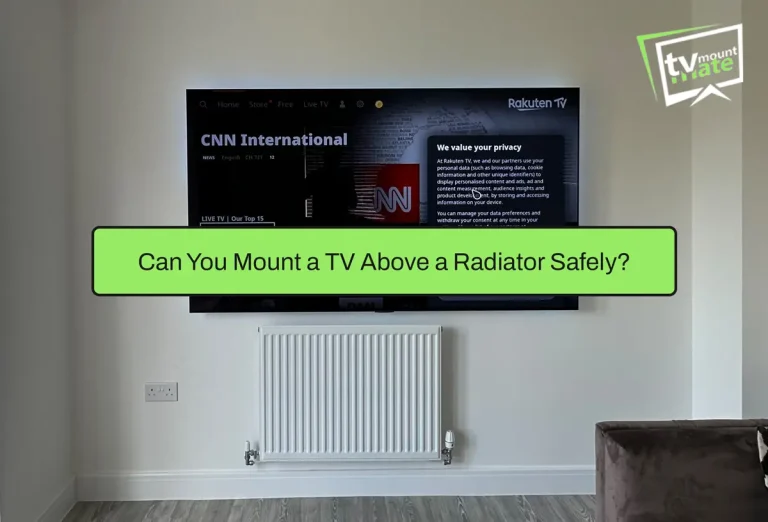 77-inch LG OLED mounted above a panel radiator in Ashford