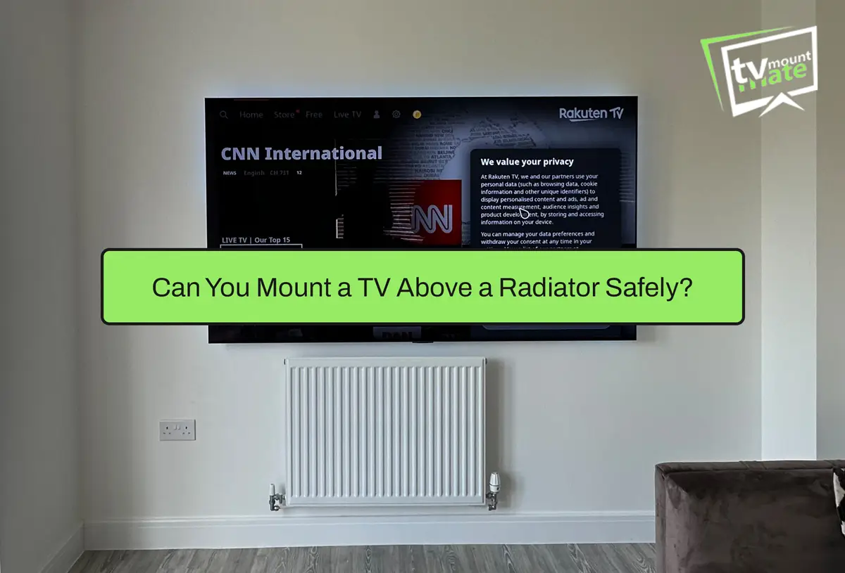 77-inch LG OLED mounted above a panel radiator in Ashford